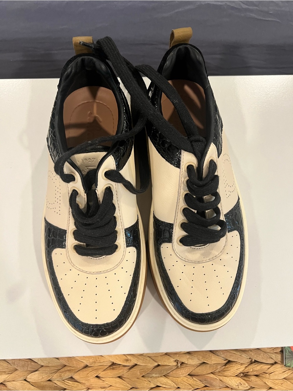 Salvatore Ferragamo Cream & Black Two-Tone Women's Sneakers